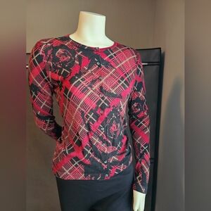 Lord & Taylor Red and Black Plaid Cardigan (x2 sm. holes) Pants sold separately